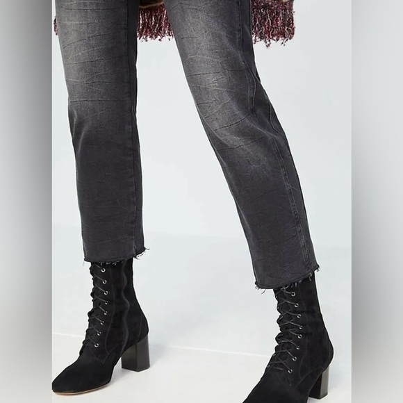 Anthro Pilcro Black Buckled Boyfriend Jeans HighRise Cinch Waist -Size 27 - Picture 4 of 16